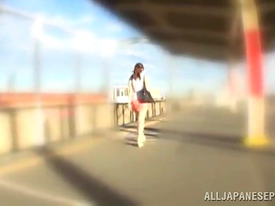 Sultry Japanese Chick Gives Bus Blowjob & Gets Her Big Boobs Covered in Cum