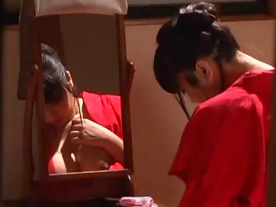Chubby Japanese girl masturbates and gets pounded