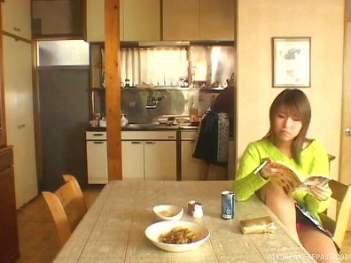 Asian amateurs get naked, cook and get ready to fuck