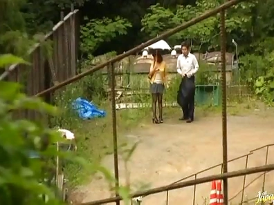 Japanese Couple Having Sex Outdoors.