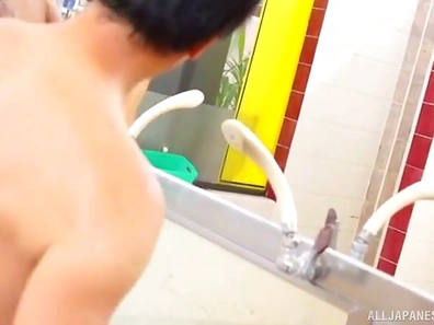 Sweaty Sauna Babe Gets Fucked by Experienced Older Japanese Gentlemen