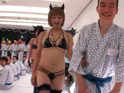 Nanami Hirose enjoys being a part of a kinky group sex game