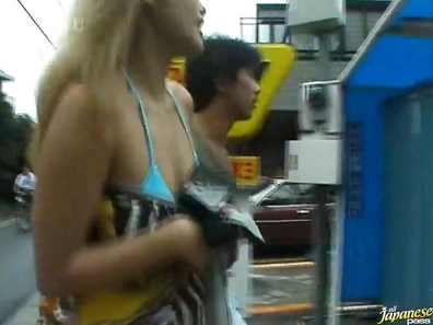 Great Outdoors Blowjob By a Sexy Japaneses Babe with Big Natural Tits