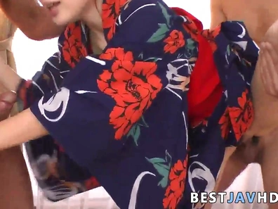 Horny Japanese oral job on two hard-ons with Kaori Maeda - JAV!