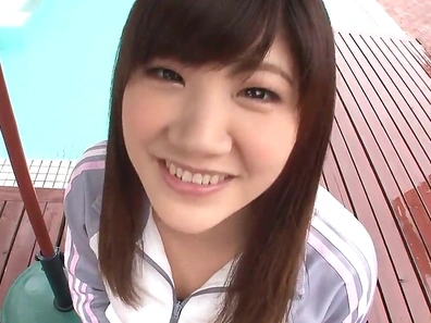 A sporty Asian babe does the high jump and fucks on the mat