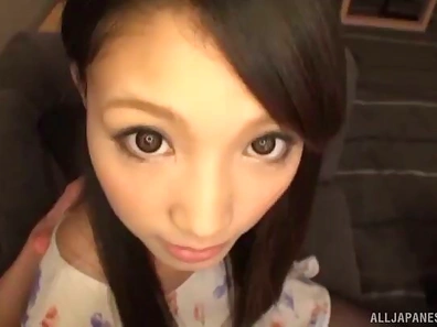 Gorgeous Asian girl enjoys sucking and fucking a guy's dick