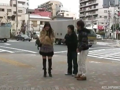 Outdoor Teasing Leads to Kinky MMF Threesome With Seductive Japanese Woman