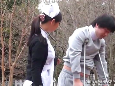 Kinkiest Japanese Nurse Having Hot Sex in Public on Bench
