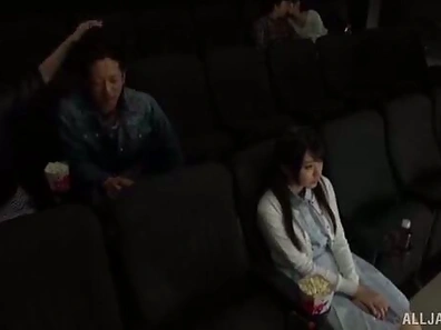 Lovely Japanese Girl Sucking Hard Cock While Riding Him at Cinema
