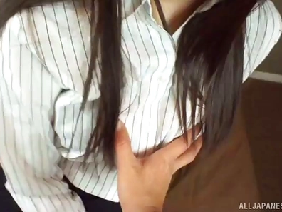 After having her slit vibrated she lets him bury that cock inside her