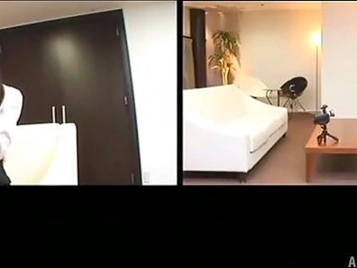 His job interview includes fucking the cute Japanese girl