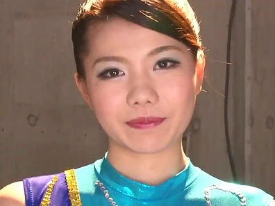 Flexible Gymnast in Shiny Leotard Bends Over and Blows Him Deeply