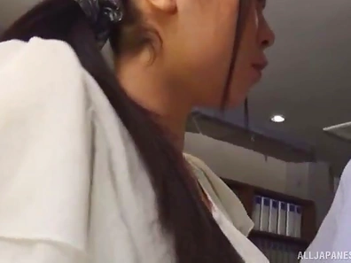 Hungry Japanese Girl Under Table Gives Mind-blowing Blowjob