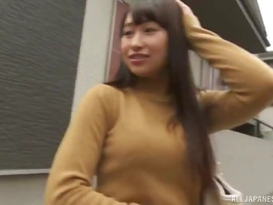 Japanese Brunette Craves Clothed Sex After Exhausting Long Day Work