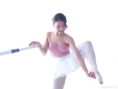 Shirakawa Rina is an adorable ballerina receiving a stiff boner