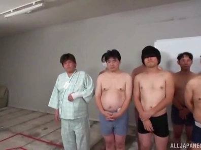 Tempting Japanese Girl Awaits Her First Thrilling Group Sex Encounter