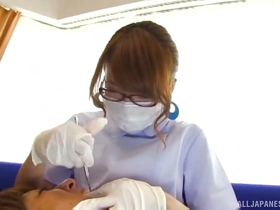 Sexy Japanese Dentist Aihara Mari Teases Dude With Her Amazing Tits