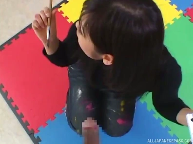 Creative Asian Artist Paints His Body Before Giving Him Oral Pleasure