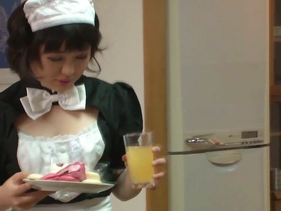 Sultry Maid Teases Her Hairy Pussy Before Getting Juicy Cum Shot