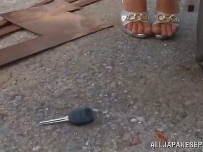 Sizzling Wild Japanese Girl Takes Guy Behind Car, Rides Him Hardly