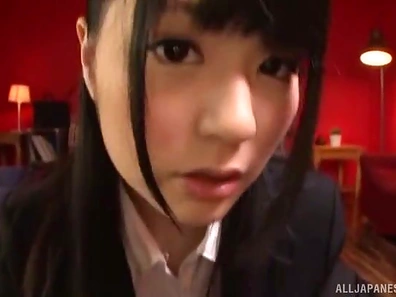 Pretty Asian Chick Gives Head & Rides in Reverse POV Action