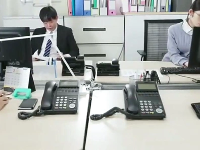 Cuckold Fantasizes: Hot Japanese Boss Gives Him Tit Show & Face-Filling Orgasm