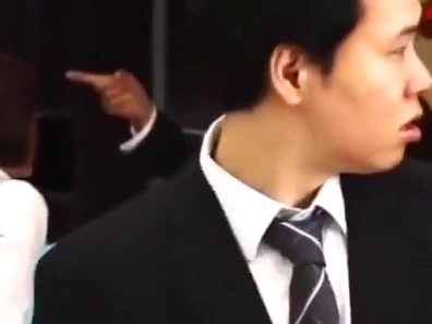 Passionate Japanese Office Lady Enjoys Reverse Gang Bang & Fetish Blowjob Orgy