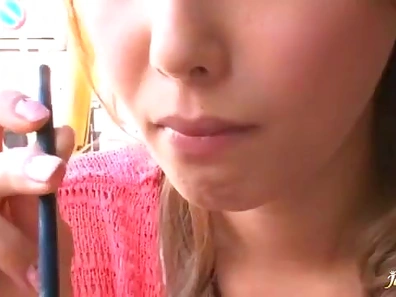 Mei Asou sucks a cock on the stairs and gets a cumshot on her hair