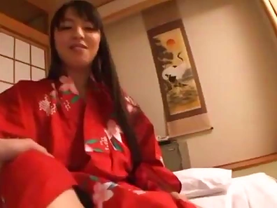 Luscious Long-Haired Japanese Beauty Takes His Cock Deeply Before Riding Him Hard