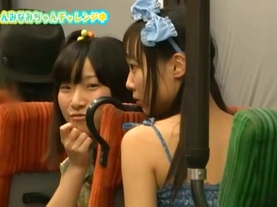 Two teens give surprise blowjob to a stranger in public transport