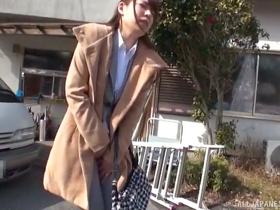 Horny shy chick Mio Kayama enjoys masturbating in a car