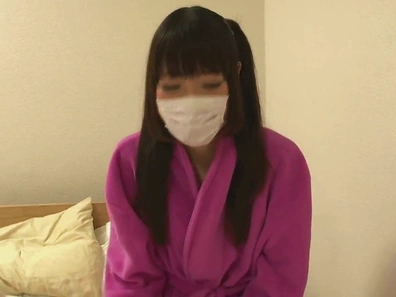 Cute Japanese girl with a mouth-mask and the hardcore pussy drilling